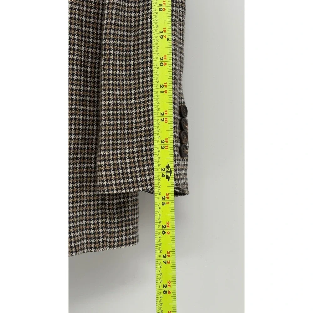 New Brunello Cucinelli Blazer Women Tan Gold 44 8 Houndstooth Old Money  Linen‎